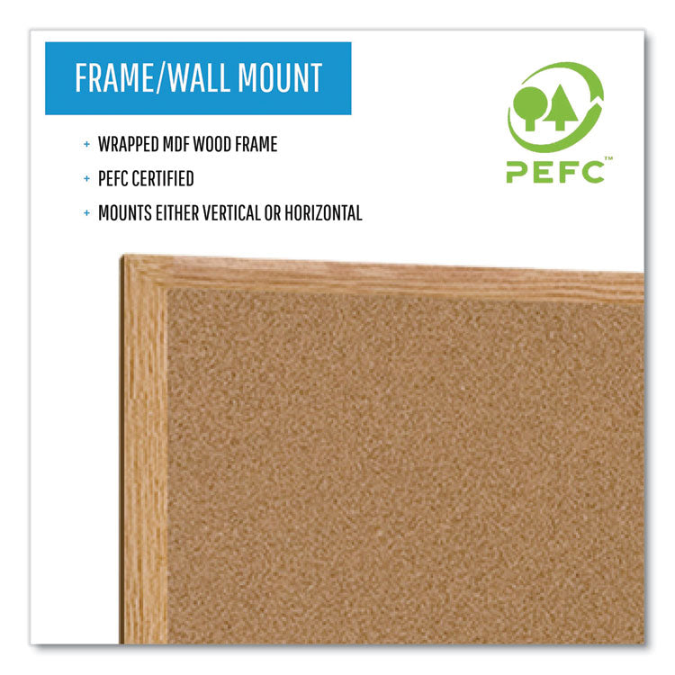 Earth Cork Board, 72" x 48", Tan Surface, Oak Finished Wood Frame