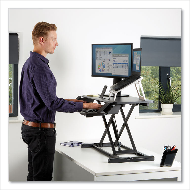 Corsivo Sit-Stand Workstation, 31.5" X 24.25" X 16", Black