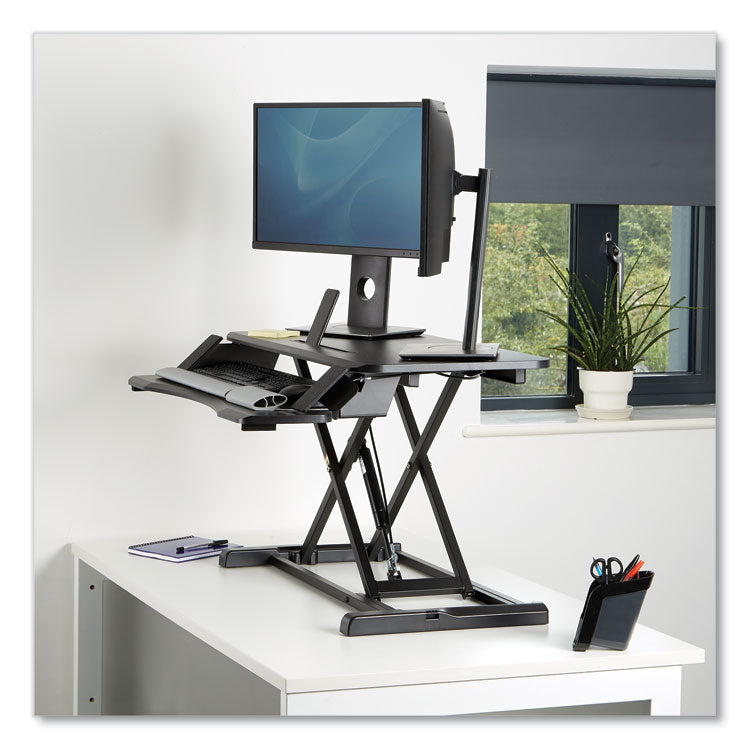 Corsivo Sit-Stand Workstation, 31.5" X 24.25" X 16", Black