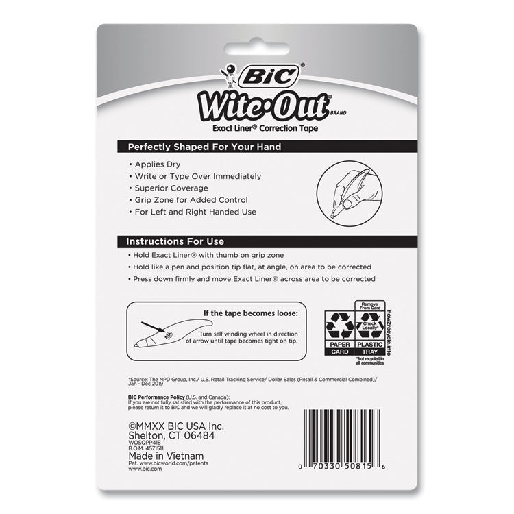 Wite-Out Brand Exact Liner Correction Tape, Non-Refillable, 0.2" x 236", 4/Pack