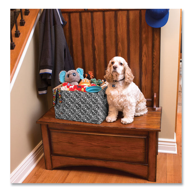 Stor/file Decorative Medium-Duty Storage Box, Letter/legal Files, 12.5" X 16.25" X 10.5", Black/white Brocade Design, 4/ct