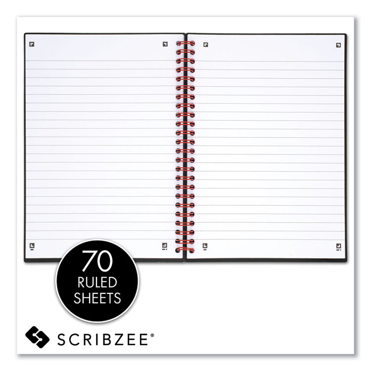 Flexible Cover Twinwire Notebooks, SCRIBZEE Compatible, 1-Subject, Wide/Legal Rule, Black/Red Cover, (70) 8.25 x 5.63 Sheets