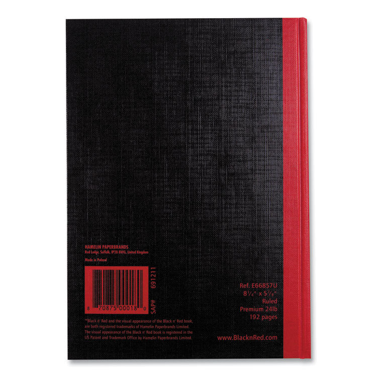 Hardcover Casebound Notebooks, SCRIBZEE Compatible, 1-Subject, Wide/Legal Rule, Black/Red Cover, (96) 8.25 x 5.63 Sheets