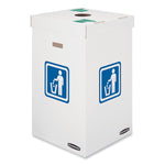 Waste and Recycling Bins, 42 gal, Corrugated Paper, White, 10/Carton