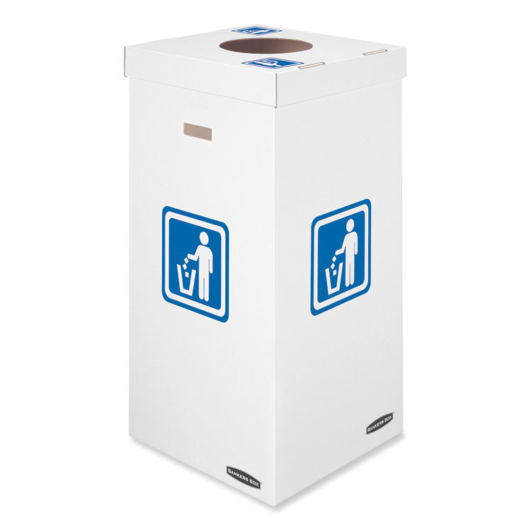 Waste and Recycling Bins, 50 gal, Corrugated Paper, White, 10/Carton