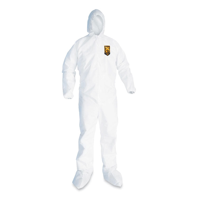 A20 Breathable Particle Protection Coveralls, Elastic Back, Hood and Boots, 4X-Large, White, 20/Carton