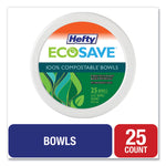 ECOSAVE Tableware, Bowl, Sugarcane, 16 oz, White, 25/Pack, 12 Packs/Carton