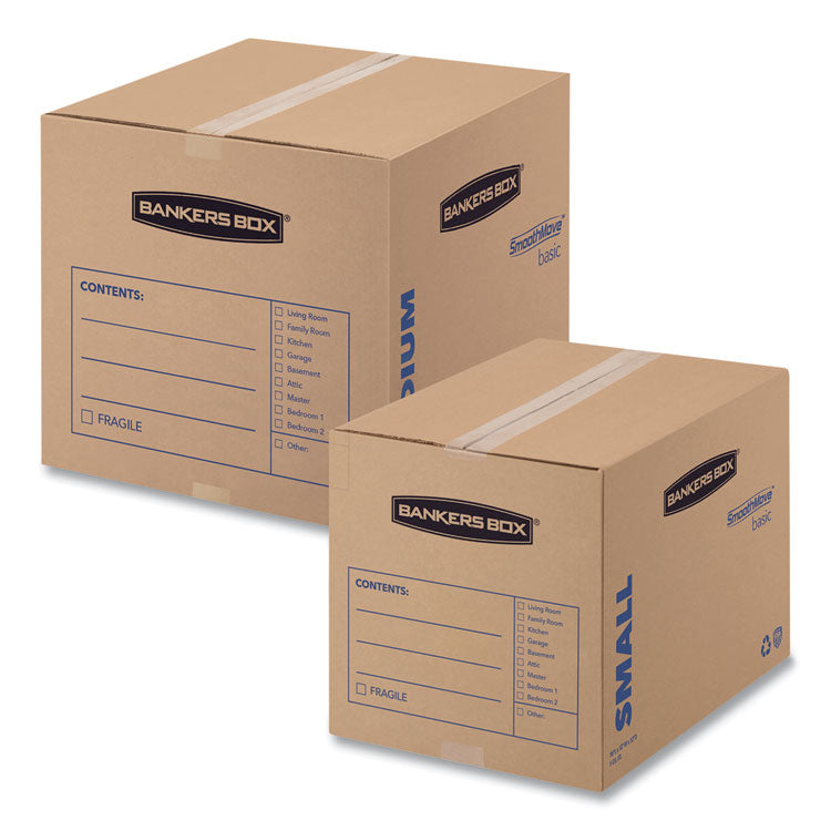 SmoothMove Basic Moving Boxes, Regular Slotted Container (RSC), Medium, 18" x 18" x 16", Brown/Blue, 20/Bundle