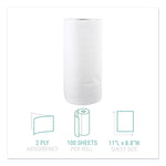 Kitchen Roll Towels, 2-Ply, 11 x 8.8, White, 100/Roll