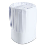 Pleated Chef's Hats, Paper, Adjustable, 10" Tall, One Size, White, 24/Carton