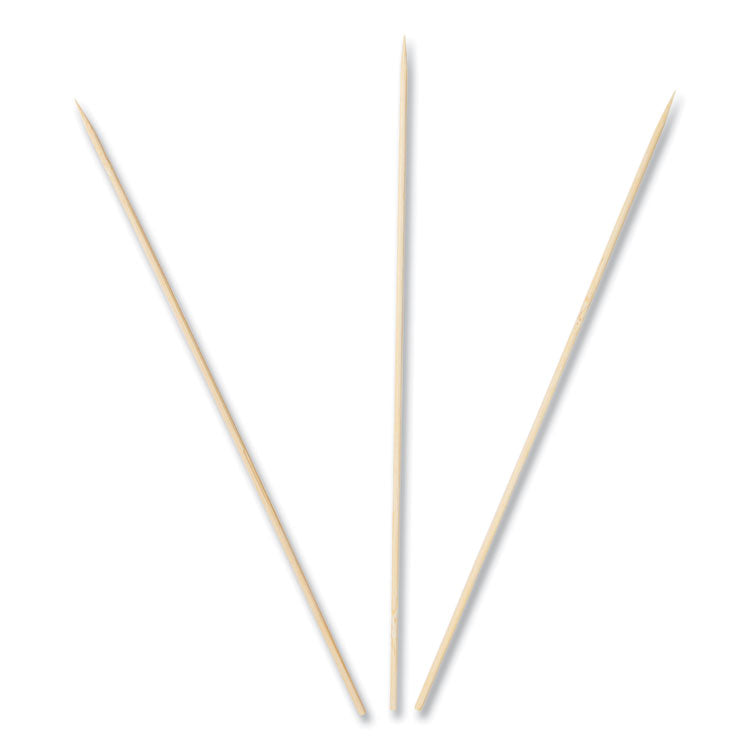 Bamboo Skewers, Paper, 10", White, 100/Pack, 10 Packs/Box, 12 Boxes/Carton