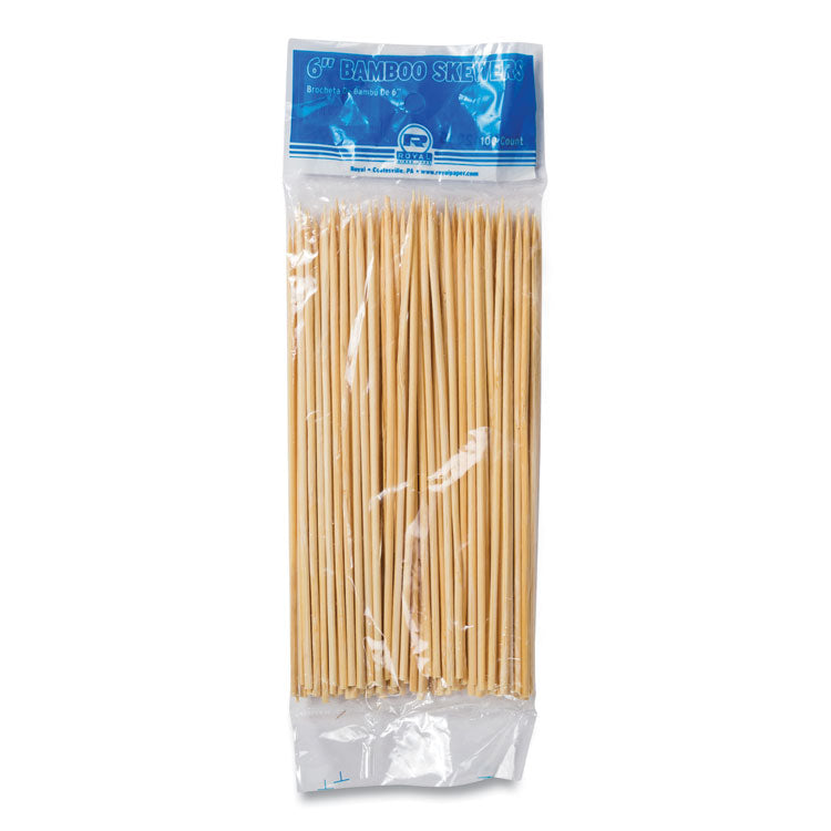 Bamboo Skewers, Paper, 6", Natural, 100/Pack