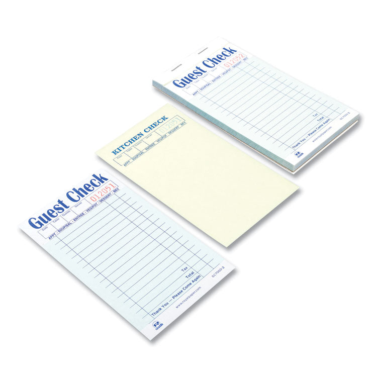 Guest Check Pad, 17 Lines, Two-Part Carbonless, 3.6 x 6.7, 50 Forms/Pad, 50 Pads/Carton