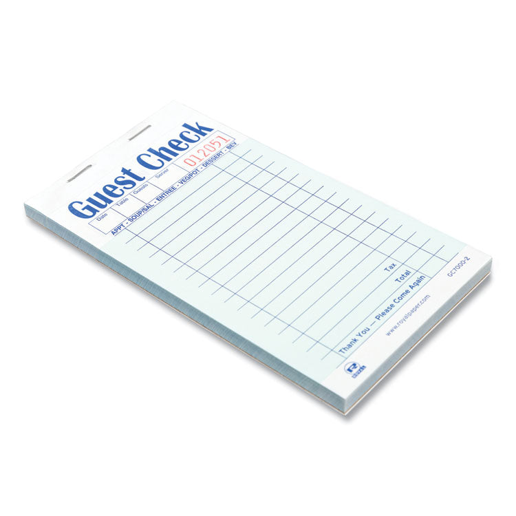 Guest Check Pad, 17 Lines, Two-Part Carbonless, 3.6 x 6.7, 50 Forms/Pad, 50 Pads/Carton