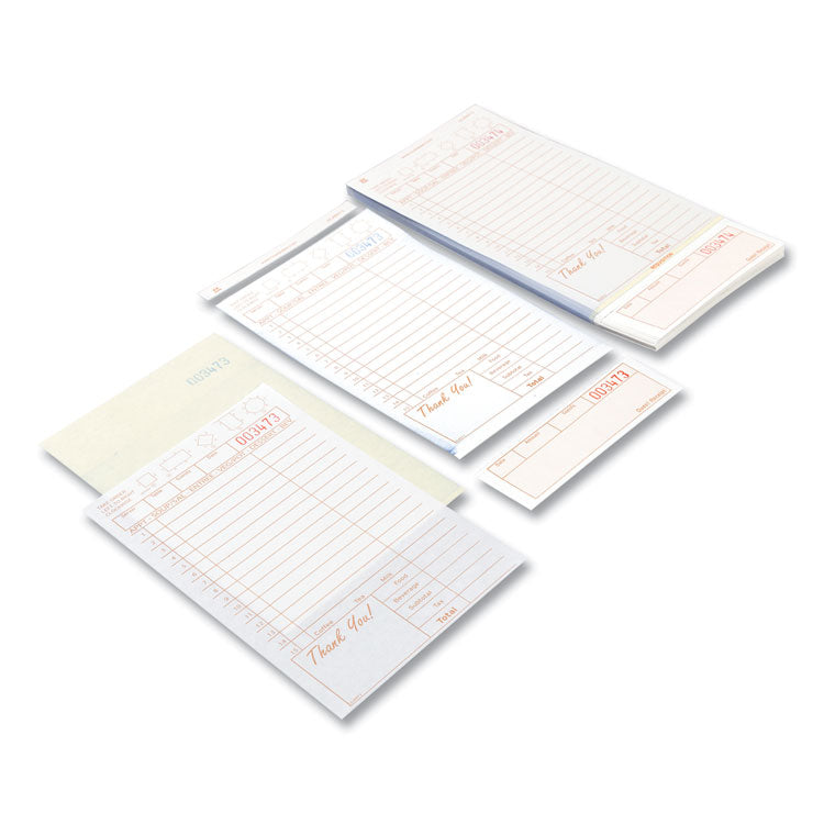 Guest Check Loose-Pack Refill, 15 Lines, Three-Part Carbonless, 4.2 x 8.5, 200 Forms/Pad, 10 Pads/Carton