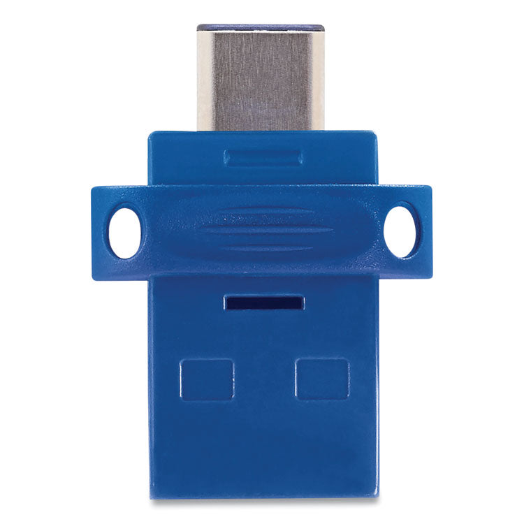 Store n' Go Dual USB 3.0 Flash Drive for USB-C Devices, 64 GB, Blue