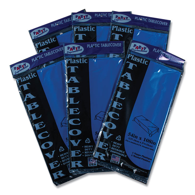 Table Set Rectangular Table Cover, Heavyweight Plastic, 54" X 108", Blue, 6/pack