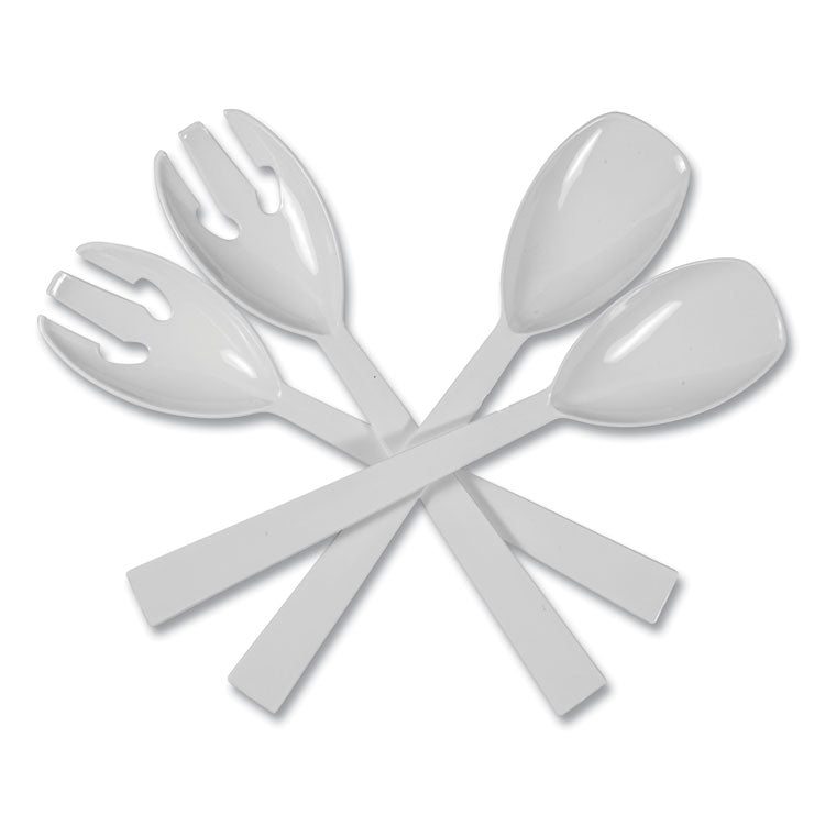 Table Set Plastic Serving Forks and Spoons, 9.5", White, 48/Pack