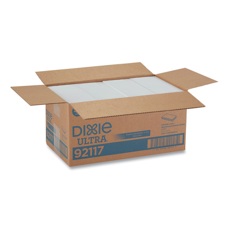 1/8-Fold Linen-Replacement Dinner Napkins, Two-Ply, 17 X 17, White