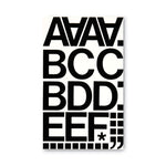 Press-On Vinyl Self-Adhesive Numbers and Uppercase Letters, 2" Tall, Black Characters, 77/Pack