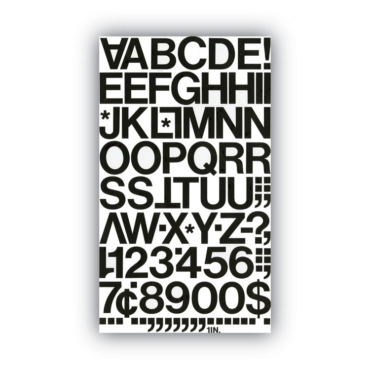 Press-On Vinyl Self-Adhesive Numbers and Uppercase Letters, 1" Tall, Black Characters, 88/Pack