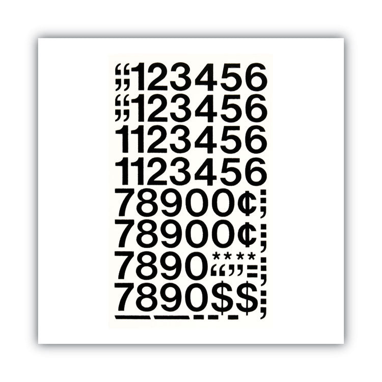 Press-On Vinyl Self-Adhesive Numbers, 1" Tall, Black Characters, 44/Pack
