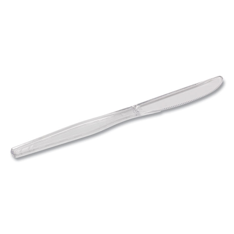Heavyweight Polystyrene Cutlery, Knife, Plastic, Clear, 1,000/Carton