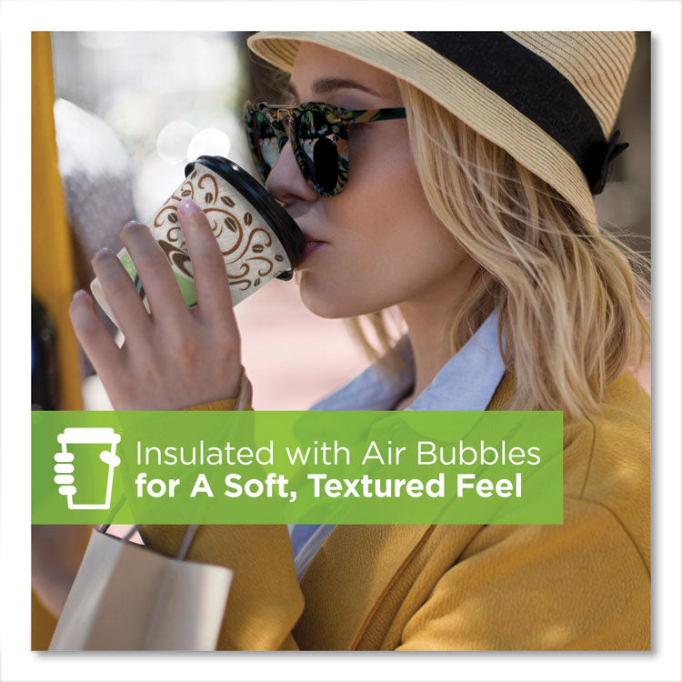 PerfecTouch Hot Cups, Individually Wrapped, 8 oz, Paper, Coffee Haze Design, 50/Sleeve, 20 Sleeves/Carton
