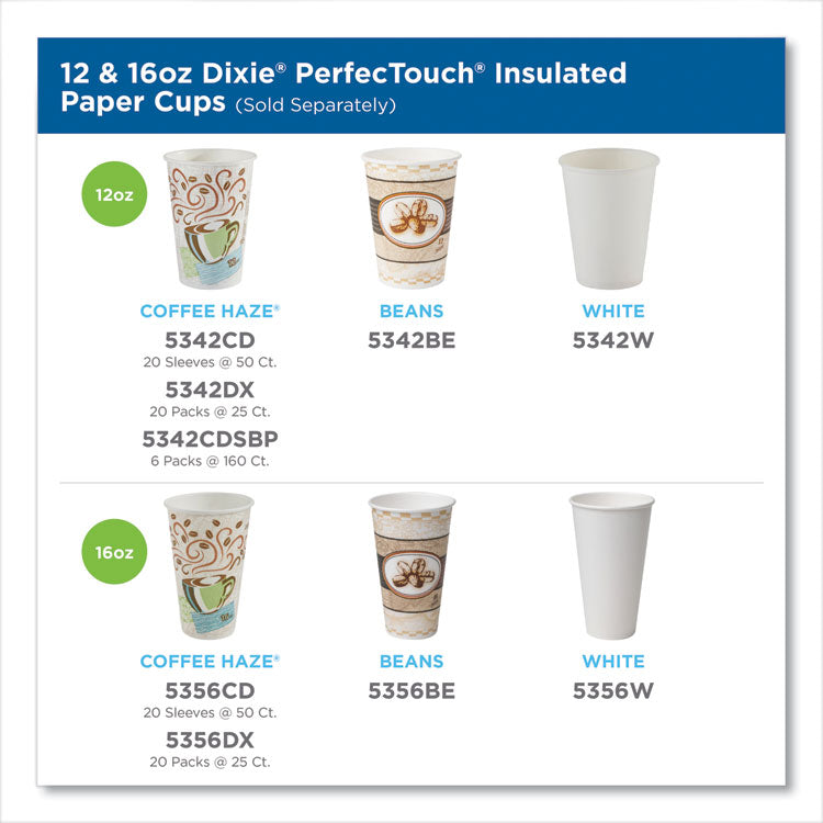 PerfecTouch Paper Hot Cups, 12 oz, Coffee Haze Design, 25/Sleeve, 20 Sleeves/Carton