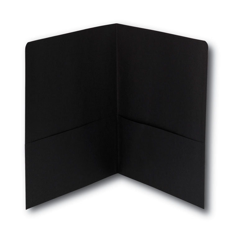 Two-Pocket Folder, Textured Paper, 100-Sheet Capacity, 11 X 8.5, Black, 25/box