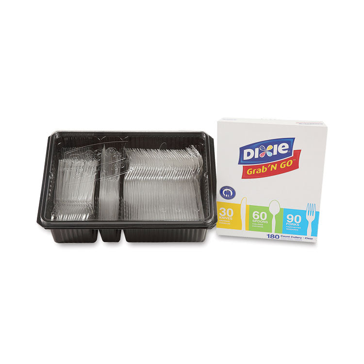 Combo Pack, Tray with Clear Plastic Utensils, Heavyweight, (90) Forks/(30) Knives/(60) Spoons, Plastic, Clear, 1,800/Carton