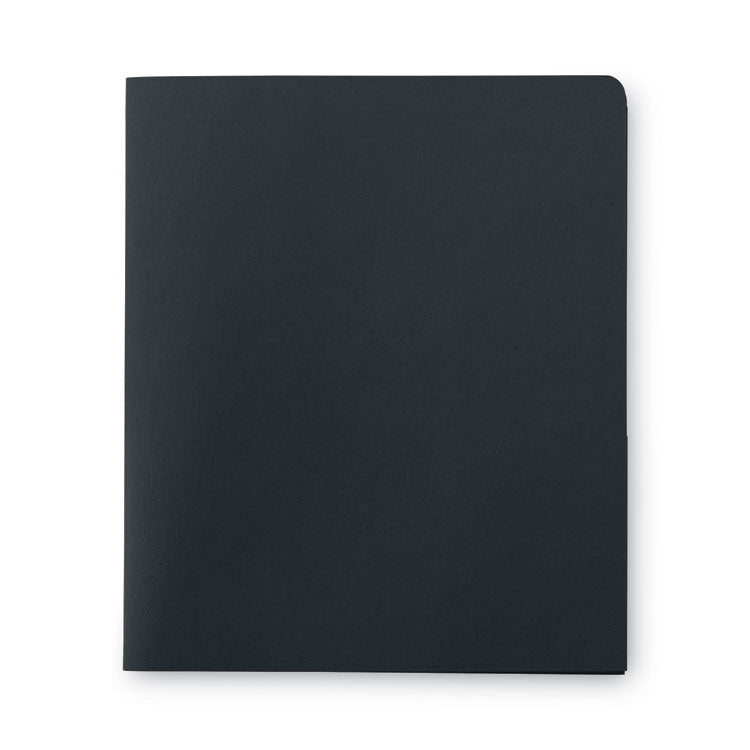 Two-Pocket Folder, Textured Paper, 100-Sheet Capacity, 11 X 8.5, Black, 25/box