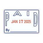Model S 360 Two-Color Message Dater, 1.75 X 1, "paid," Self-Inking, Blue/red