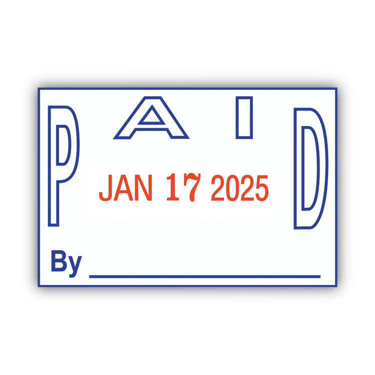 Model S 360 Two-Color Message Dater, 1.75 X 1, "paid," Self-Inking, Blue/red