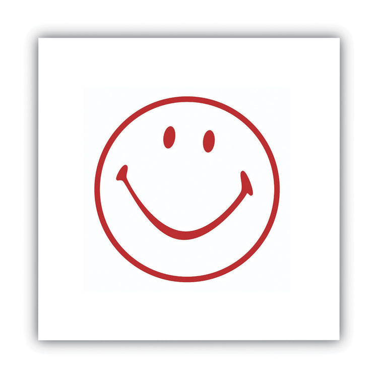 Pre-Inked Round Stamp, Smiley, 0.63" dia, Red