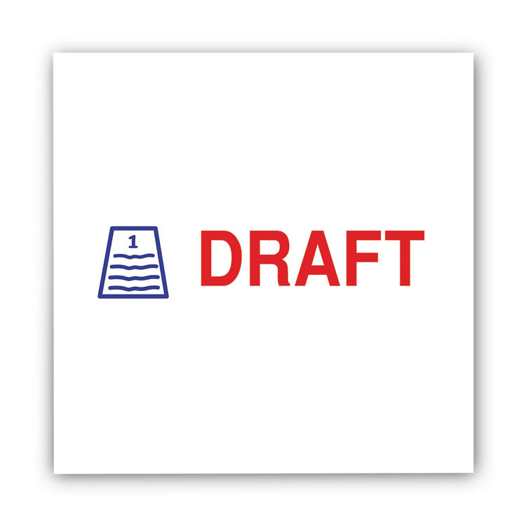 Pre-Inked Shutter Stamp, Red/Blue, DRAFT, 1.63 x 0.5