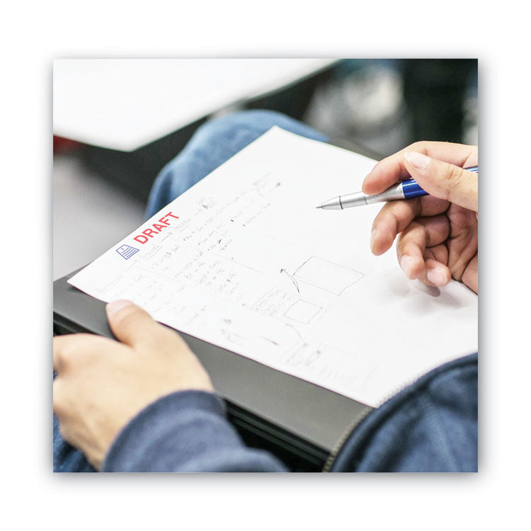 Pre-Inked Shutter Stamp, Red/Blue, DRAFT, 1.63 x 0.5