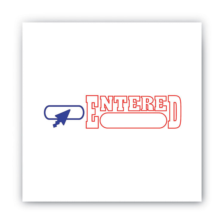 Pre-Inked Shutter Stamp, Red/Blue, ENTERED, 1.63 x 0.5