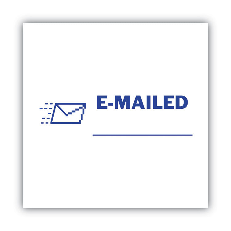 Pre-Inked Shutter Stamp, Blue, EMAILED, 1.63 x 0.5