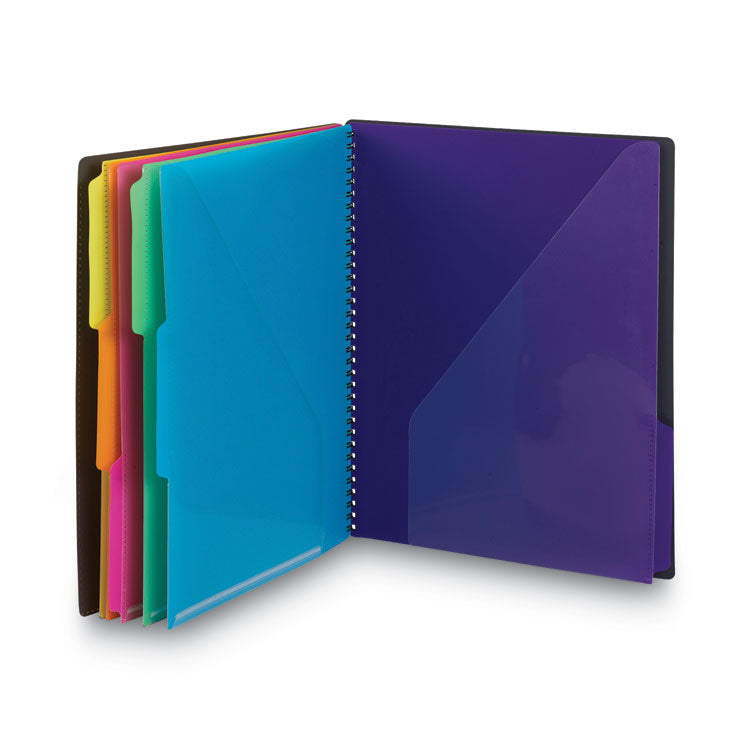 Poly Project Organizer, 12 Letter-Size Sleeves, Gray With Bright Pockets