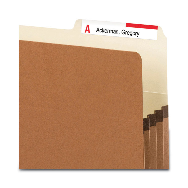 Redrope Drop Front File Pockets with 2/5-Cut Guide Height Tabs, 3.5" Expansion, Legal Size, Redrope, 25/Box