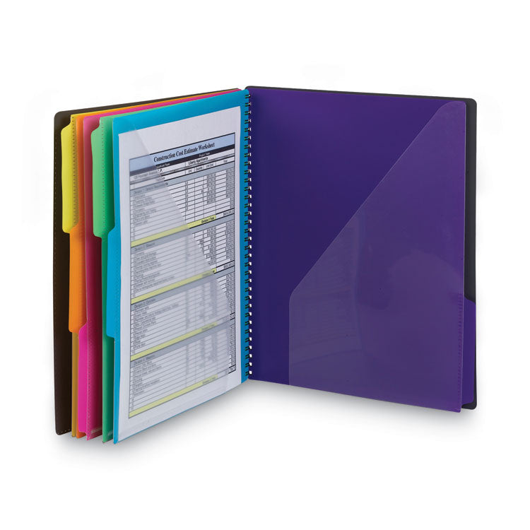 Poly Project Organizer, 12 Letter-Size Sleeves, Gray With Bright Pockets