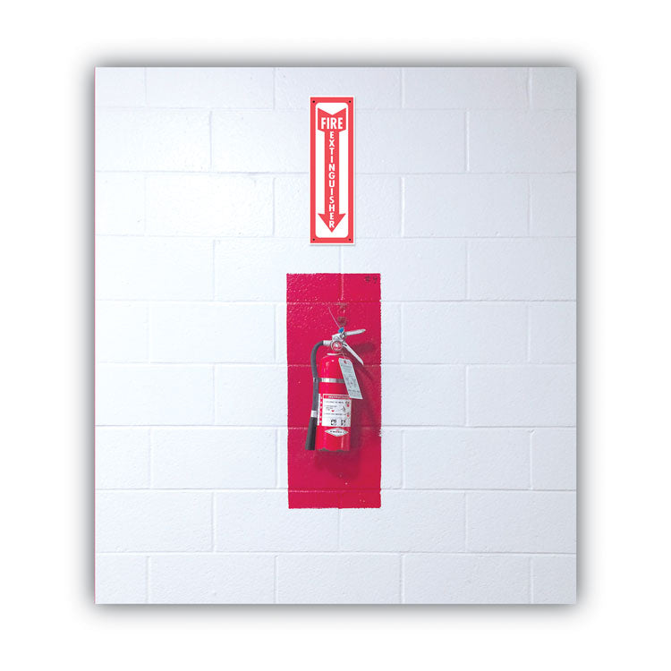 Glow-In-The-Dark Safety Sign, Fire Extinguisher, 4 X 13, Red