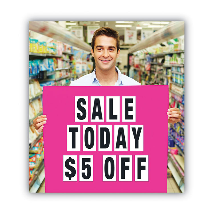 Peel-and-Stick Letters, Numbers and Symbols, 2" Tall, Black Characters, White Background, 99 Pieces