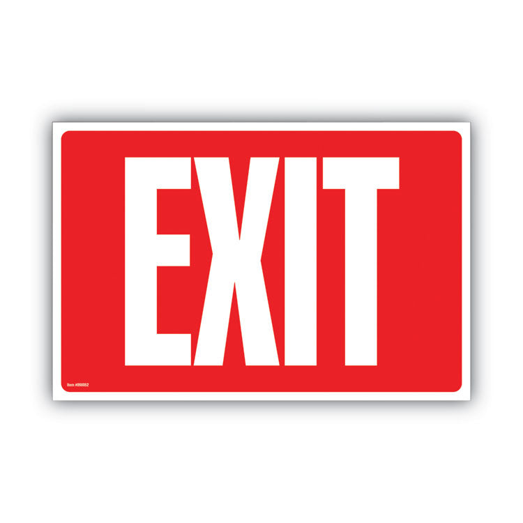 Glow-In-The-Dark Safety Sign, Exit, 12 X 8, Red