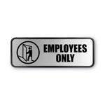 Brushed Metal Office Sign, Employees Only, 9 X 3, Silver