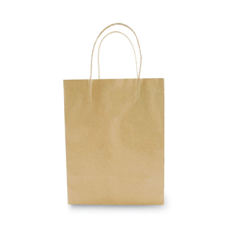 Premium Shopping Bag, Rope Handles, 8" x 4" x 10.25", Kraft, 50/Box