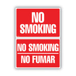 Two-Sided Signs, No Smoking/no Fumar, 8 X 12, Red