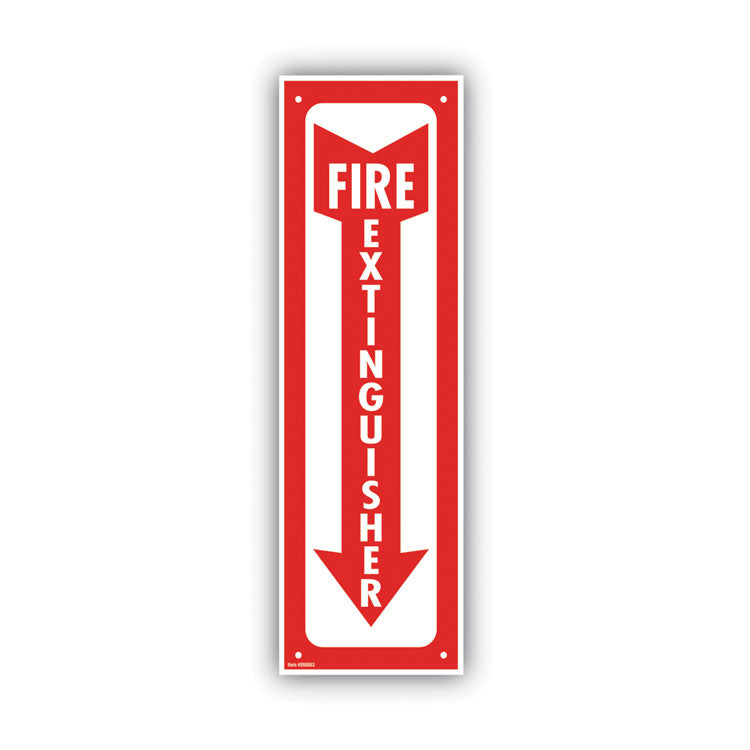 Glow-In-The-Dark Safety Sign, Fire Extinguisher, 4 X 13, Red