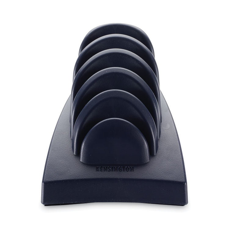 Insight Priority Puck Five-Slot Desktop Copyholder, Plastic, Blue